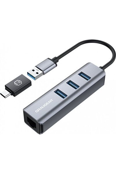 Graugear Διανομέας USB 3 Θυρών USB 3.0 με σύνδεση σε υπολογιστή USB-A / USB-C...
