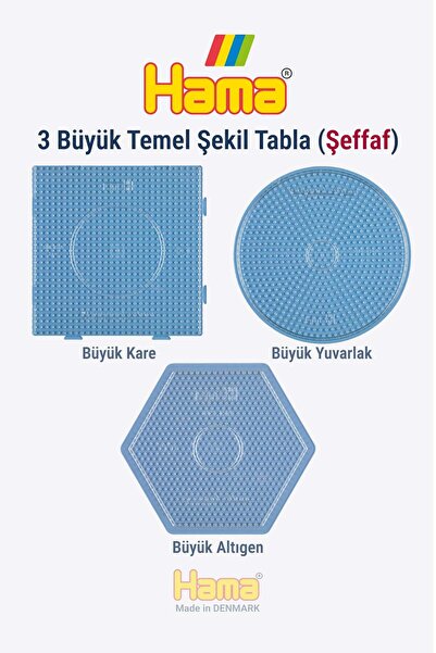Hama Midi Boncuk Dizme Tablası - 3 Büyük Temel Şekil (Kare - Yuvarlak - Altıg...