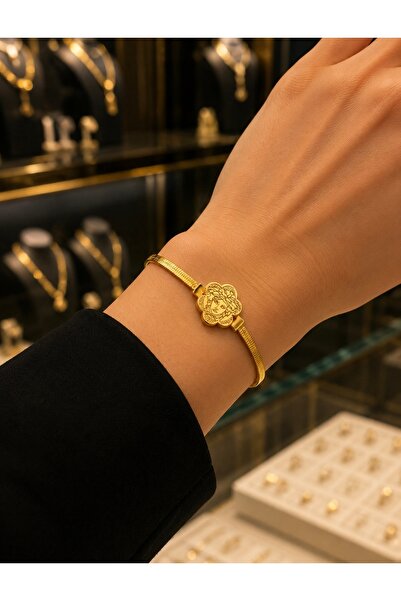 ELANORAFORYOU Gold Medusa Figured Steel Bracelet – Thin Chain Women's Bracelet