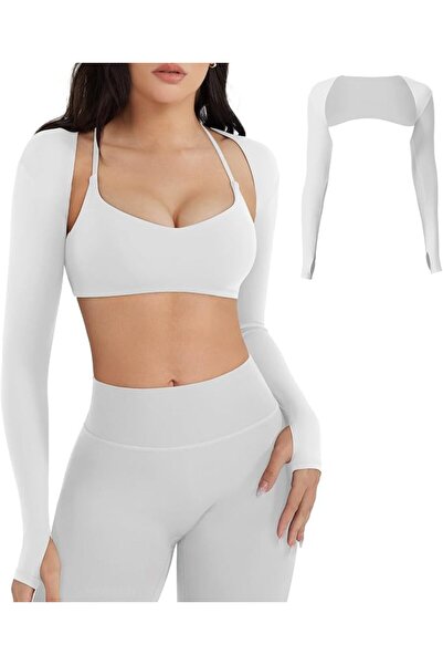 GENERAL YEOREO Women Crop Top Long Sleeve Bolero Open Front Workout Cropped S...