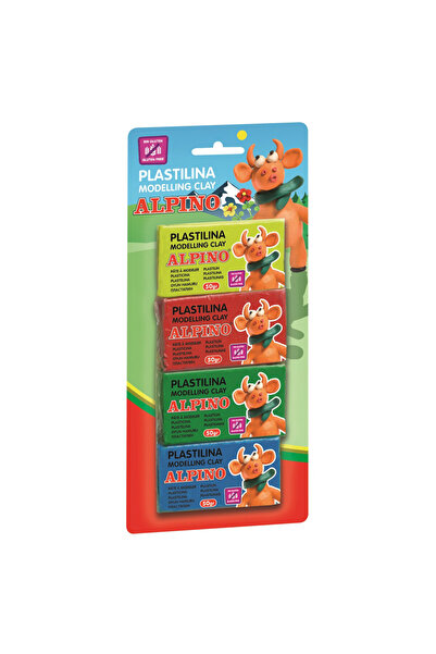 Alpıno Standard Plasticine, 4 Colors X 50 Grams/Blister, Alpino, Red