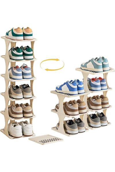 AZONEE Adjustable 6-Tier Vertical Shoe Rack, Space-Saving Compact Shoe Organi...