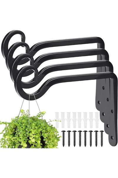 Generic 4-piece heavy-duty outdoor plant hanger, iron hanging plant bracket, ...