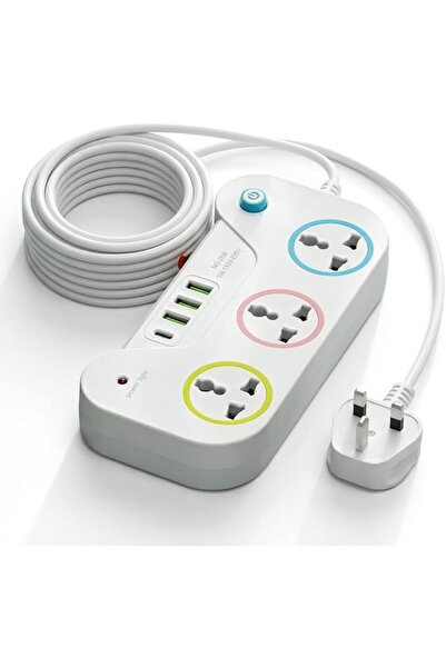 Generic Power Extension Cord, Power Strip Surge Protector, 3UK Power Socket O...