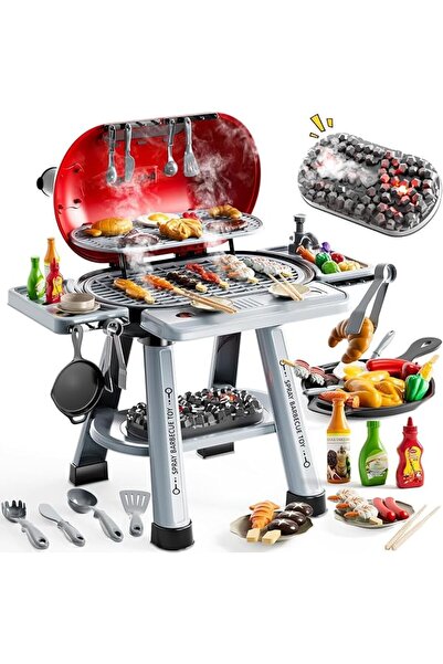 GENERAL Kids BBQ Grill Playset for Kids Ages 4-8, Play Kitchen Toys with Smok...