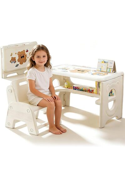 Soofam Kids Table and Chair Set, Activity Table with Magnetic Drawing Board, ...
