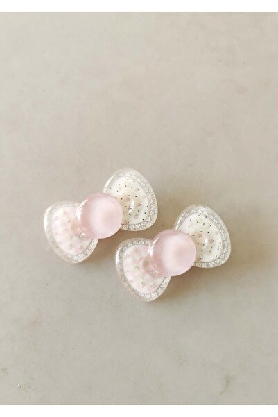 Halley Concept Pink Bow Themed Floral Patterned Double Clip Children's Hair C...