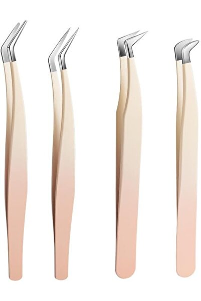 Yelajoy 4Pcs Eyelash Extension Tweezers Set, Curved & Straight Lash Tweezers ...