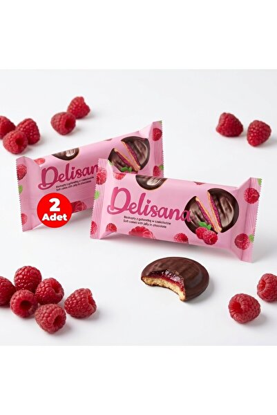 Delisana Çikolata Kaplamalı Ahududu Aromalı Jöle Dolgulu Kek 135gr (2 ADET)
