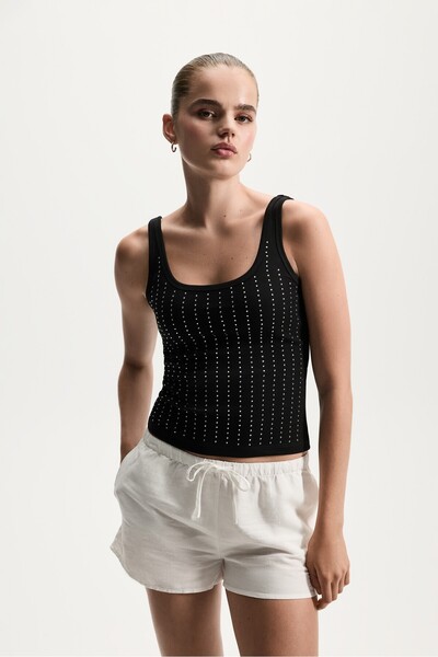 LEFTIES Fitilli ve taş detaylı t-shirt