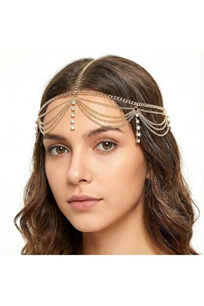 Generic Rhinestone Gold Head Chain, Boho Sequin Hair Jewelry Headpiece, Layer...