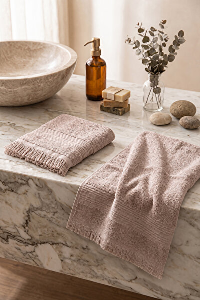 Menderes Home La notte soft 2-piece hand towel light beige 50x75 cm