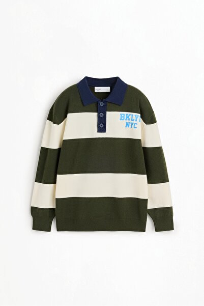 LEFTIES Çizgili triko polo yaka t-shirt