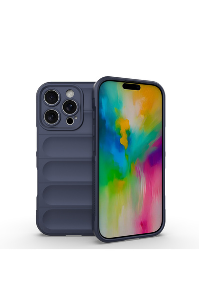 iPhone 16 Pro Max Kılıf Kamera Korumalı Esnek Silikon Parmak Şeritli Vintage