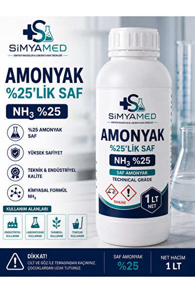 SİMYAMED Saf Amonyak %25 1 Litre – Yüksek Safiyet ChemPure