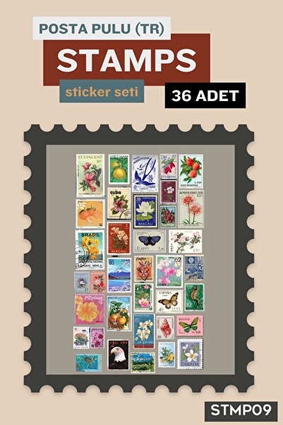 postercraft مجموعة ملصقات طوابع بريدية عتيقة الطراز - 36 قطعة من ملصقات اليوم...