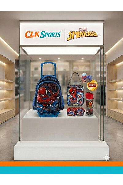 CLK SPORTS Örümcek Adam Çekçekli Okul Çantası , Beslenme Çantası , Kalem Kutu...