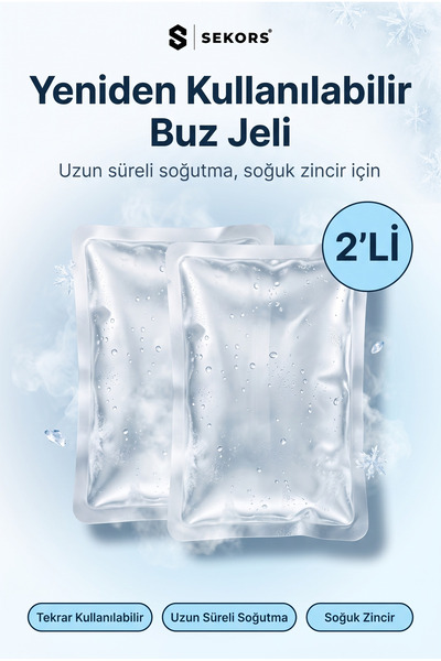 Sekors 2 Adet Soğutucu Jel Termojel Soğuk Kompres Jel Buz Paketi, 6x14