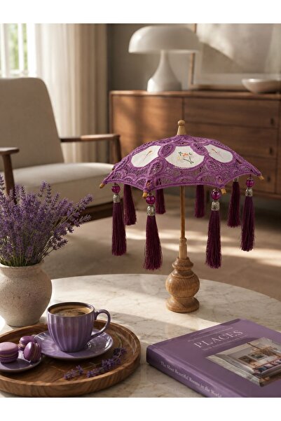 Missidea Vintage Mor Bohem Ledsiz Dekoratif Şemsiye