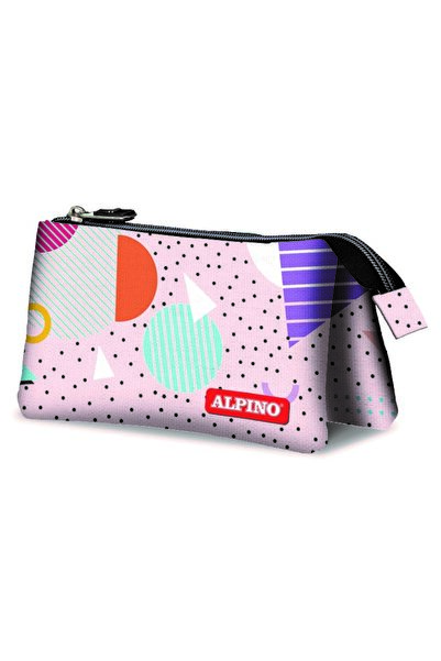 Alpıno Несесер за моливи, без подплата, с 3 ципа, геометричен, 22 x 11 x 3.5 см