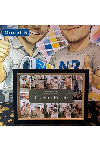 NBPRINT Tablou Personalizat Crăciun Fericit – Colaj Amintiri de Familie – Ramă Inclusă – 5 Modele Disponi