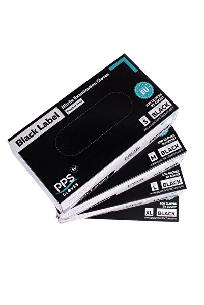 PPS Nitrile Pps Gloves, Single Use, 100 Pcs/Box - Black - Size M, Black