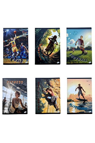 OEM Zápisník A4, 60 listů, 80 g/m², obal z kartonu 300 g/m², design sportovní...