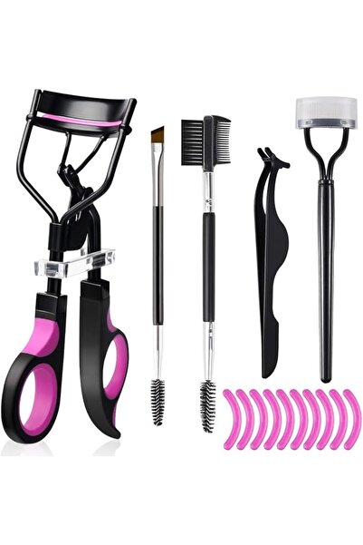 Yelajoy 5 PCS Eyebrow Brush Kit, Eyelash Comb Separator, Lash Curler Set, Bla...