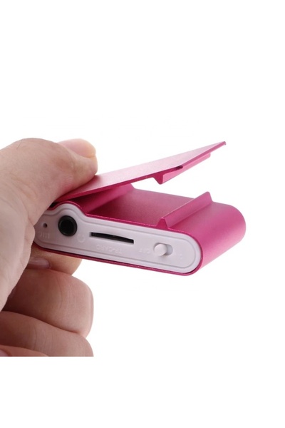 MY POLO TIME Pembe Şarjlı Klipsli Mini MP3 Player Micro SD TF Kart Destekli S...