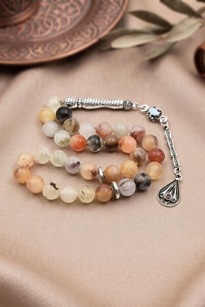 Prestige Yemen Agate Stone 33-Piece Prayer Beads with Metal Tassel 8mm Sphere...