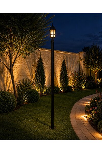 Lambax 236 cm Kafesli Direkli Bahçe Armatürü - Bahçe Lambası