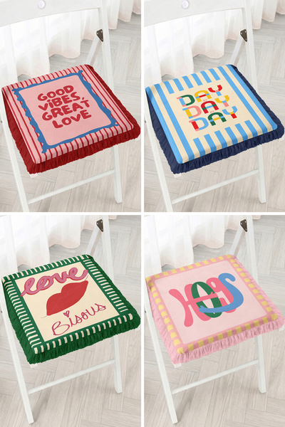 Realhomes Good Vibes Great Love and Day by Day Written Striped Modern 4-Piece...
