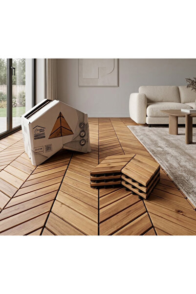co arma Interlocking Decking Tiles, 12 Pcs Wood Floor Tiles Set for Pathway D...