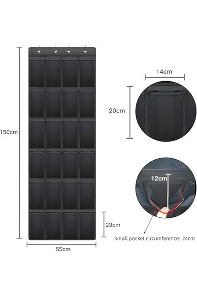 JOYZZZ Over The Door Shoe Organizer, 24 Large Breathable Mesh Pockets Hanging...