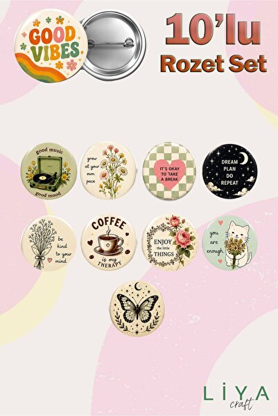 LiyaCraft 10 Adet Vintage Temalı Rozet