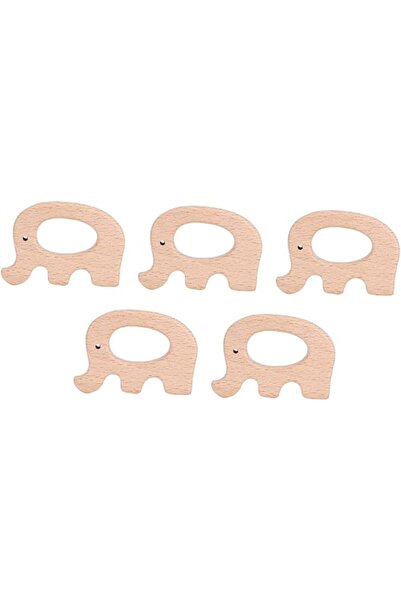 Fafeicy 5pcs Wooden Teether, Beech Wood Baby Teething Toy, Animal Shape, Safe...