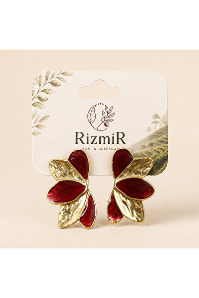 rizmir Kadın Gold Çiçek Detaylı Küpe