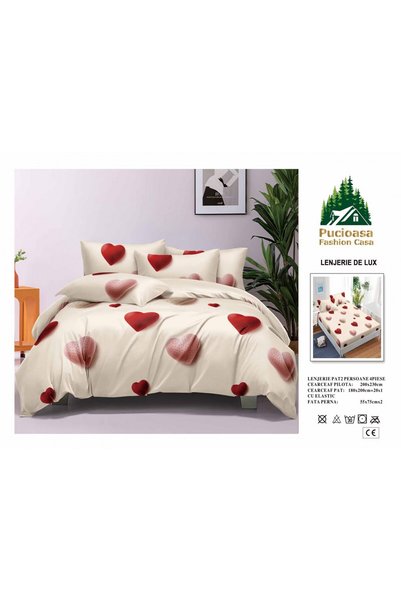 Pucioasa Set de lenjerie de pat 4 piese, cu cearșaf cu elastic