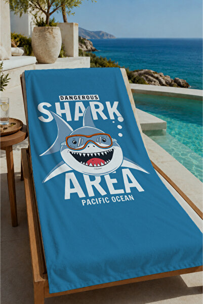 Evmila Prosop de plajă Blue Shark Area Shark Pattern 70x150 - Prosop de baie ...