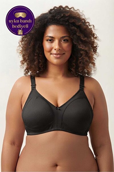 bill liza Women's Black Cotton Wire-Free Sponge-Free Gathering Bra with Seaml...