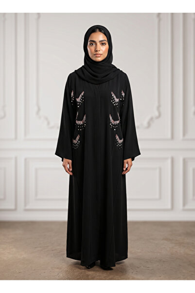 Nukhbaa Sequined Fringe Panel Nida Abaya