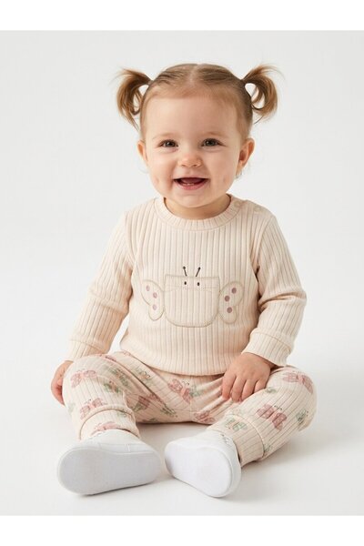 Kids Kingdom 2-Piece Baby Girl Set with Cotton Butterfly Detail Leggings
