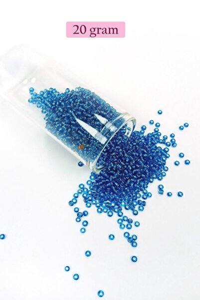 Generic Brand Bulk glass sand beads (11/0) 2 mm - 20 grams - transparent blue...