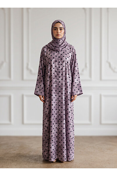 Nukhbaa Dusty Lavender Shadow Floral Print Abayap