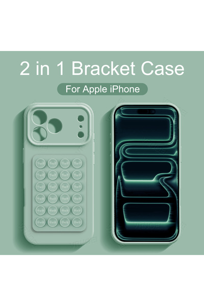 Choice iPhone 16 Pro light green Silicone Suction cup holder case For iPhone ...