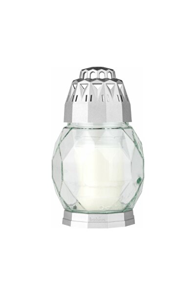 Bolsius Set 2 x Candela din Sticla 2D Diamond Alb - Argintiu, 24 Ore