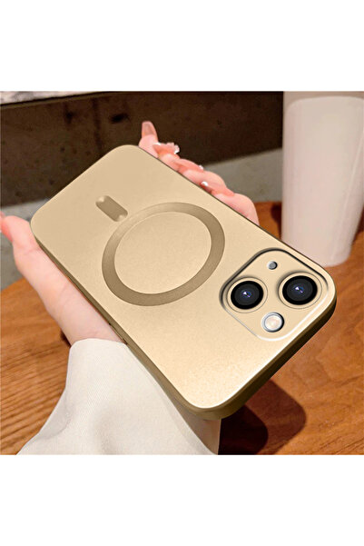 ucuc iPhone 13 Mini Uyumlu Kılıf Magsafe Özellikli Darbe Emici Altın Silikon ...