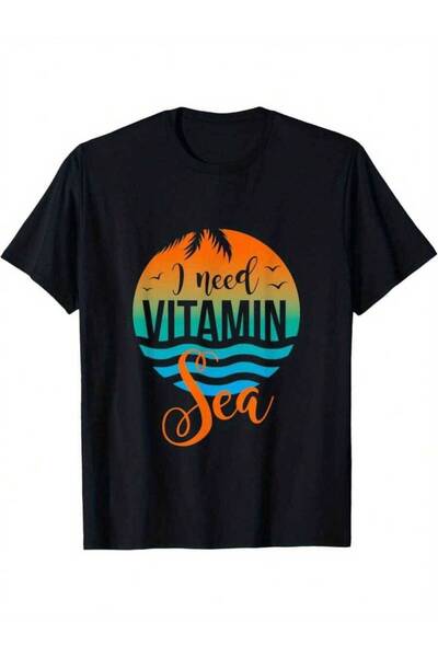 NOURAM تي شيرت رجالي I Need Vitamin Sea |   تصميم جرافيك لركوب الأمواج والبحر...