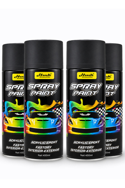 HMK Combo 4PCS H013 450 ml Matte Black Acrylic Epoxy Spray Paint, Fast Dry In...