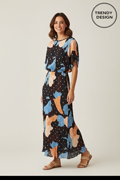 Trendy Design Πλισέ μάξι φόρεμα με στάμπα – Casual και κομψό